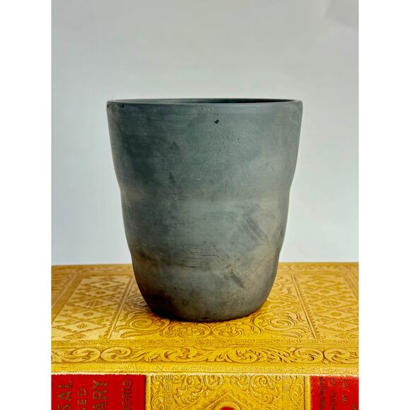 Handcrafted Clay Vintage Vase Rustic Pottery in Matte Grey Made in Germany - Picture 2 of 7